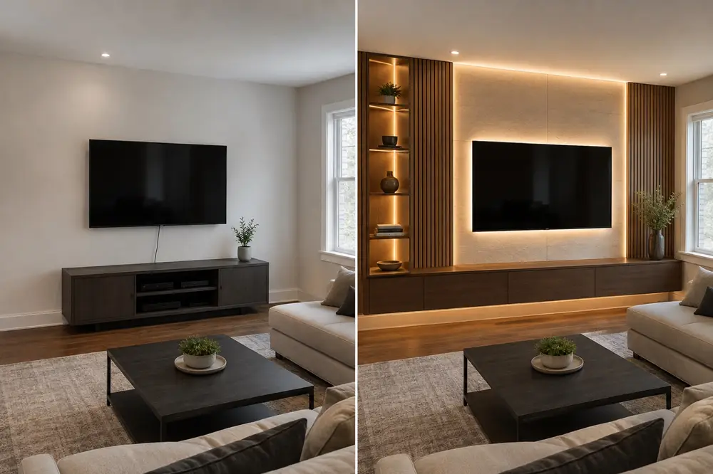 Custom Media Wall & Integrated Lighting